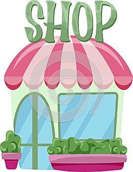 Cute store illustration, cartoon colorful store