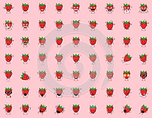 cute strawberry cartoon character expression