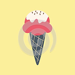 Cute strawberry ice cream cone