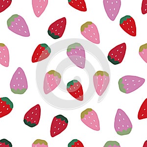 Cute strawberry seamless fabric design pattern