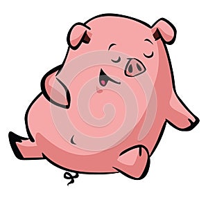 Cute Stuffed Pig Color Illustration Design