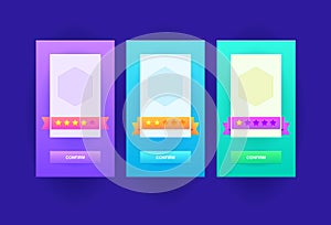 Cute style game UI background design. Vector User Interface. Set of flat interface with colored elements for game or