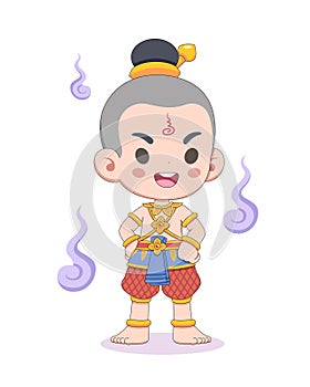 Cute style Thai ghost Kuman Thong cartoon illustration