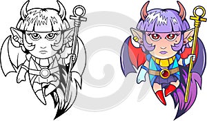 Cute succubus, coloring book photo