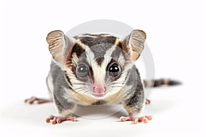 Cute sugar glider on white background