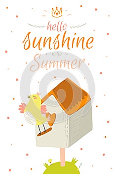 Cute summer card with character vector