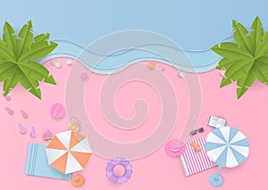 Cute summer elements with the sea background