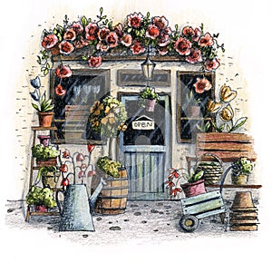 Cute summer and spring flower shop.