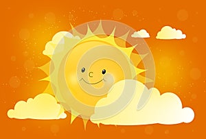 Cute sun behind cloud