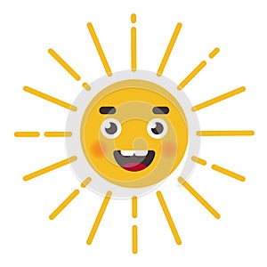 Cute sun character. character`s face with rays.