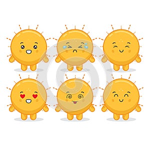 Cute Sun Characters With Various Expressions