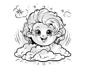 Cute Sun And Clouds Coloring Page For Kids