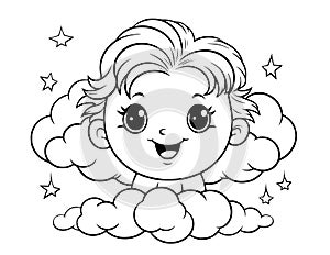 Cute Sun And Clouds Coloring Page For Kids