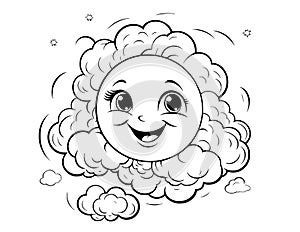 Cute Sun And Clouds Coloring Page For Kids