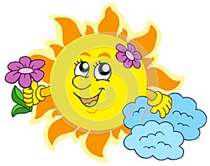Cute Sun with flower