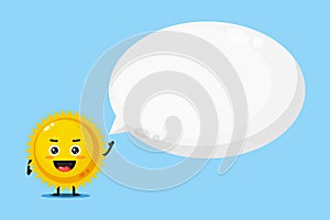 Cute sun mascot with bubble speech