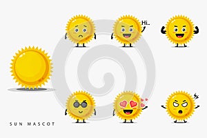 Cute sun mascot design set