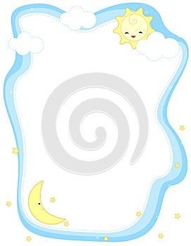 Cute sun and moon border