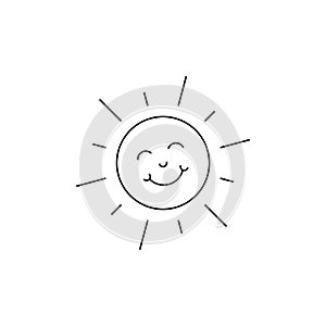 Cute sun with smile icon isolated on white background