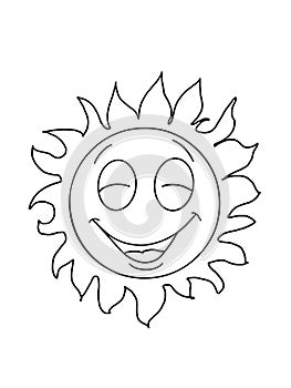 Cute sun smiling and happy illustration drawing cartoon and white background