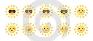 Cute Sun Solar Energy Fun Emoji Cartoon Mascot illustration vector design