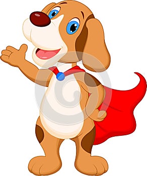 Cute super dog cartoon presenting