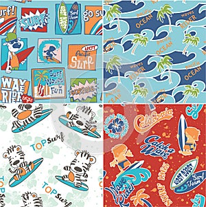 Cute surf seamless pattern collection