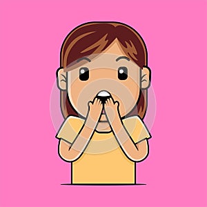 Cute surprised girl cartoon