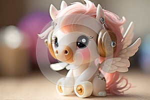 a cute and sweet cartoon style white fairy baby horse, sweet smile, a cute and sweet cartoon style white fairy baby horse, sweet s