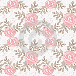 Cute sweet rose seamless pattern