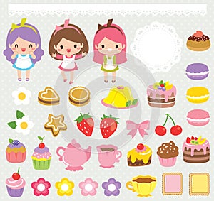 Cute sweets clip art set