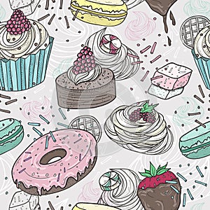 Cute sweets seamless pattern