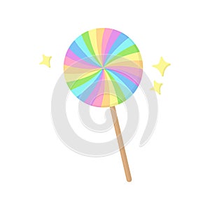 Cute swirl candy lollipop vector illustration icon