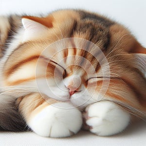 Cute Tabby Cat Sleeping in Comfort Bedroom