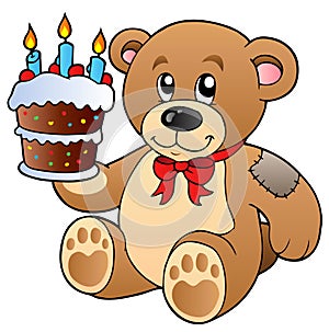 Cute teddy bear with cake