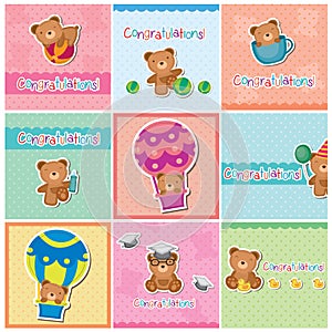 Cute teddy bear digital cards
