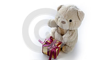 Cute Teddy Bear with Elegance Golden Gift Box