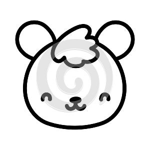 Cute teddy bear face toy cartoon icon line style