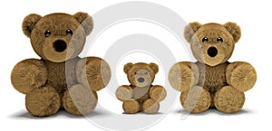 Cute teddy bear family with dad mum and child 3d render