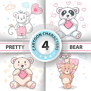 Cute teddy bear - set cartoon characters.