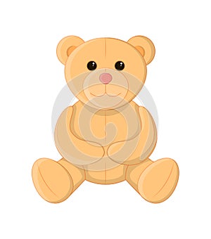 Cute teddy bear, soft toy, vector illustration