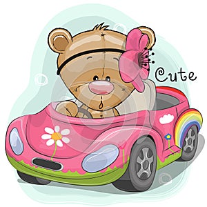 Cute Teddy Girl goes on the car