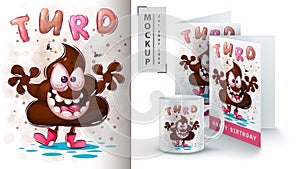 Cute teddy turd - poster and merchandising. photo