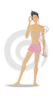 Cute teen boy in short pants