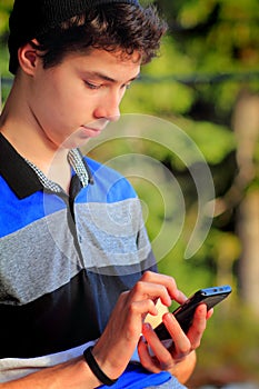 Cute Teen Boy Texting