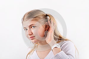 Cute teen girl cant hear