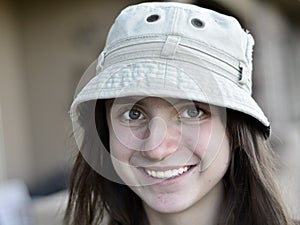 Cute Teenage Girl Portrait Wearing Hat