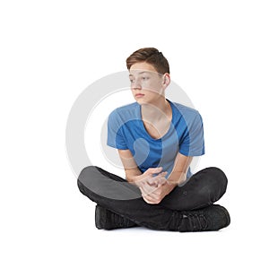 Cute teenager boy over white isolated background