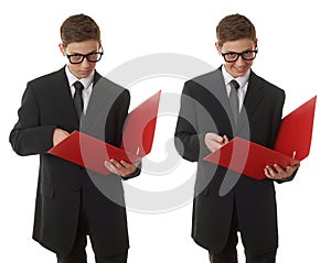 Cute teenager boy over white isolated background