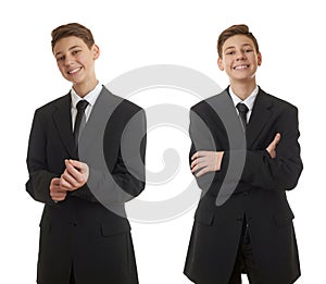 Cute teenager boy over white isolated background